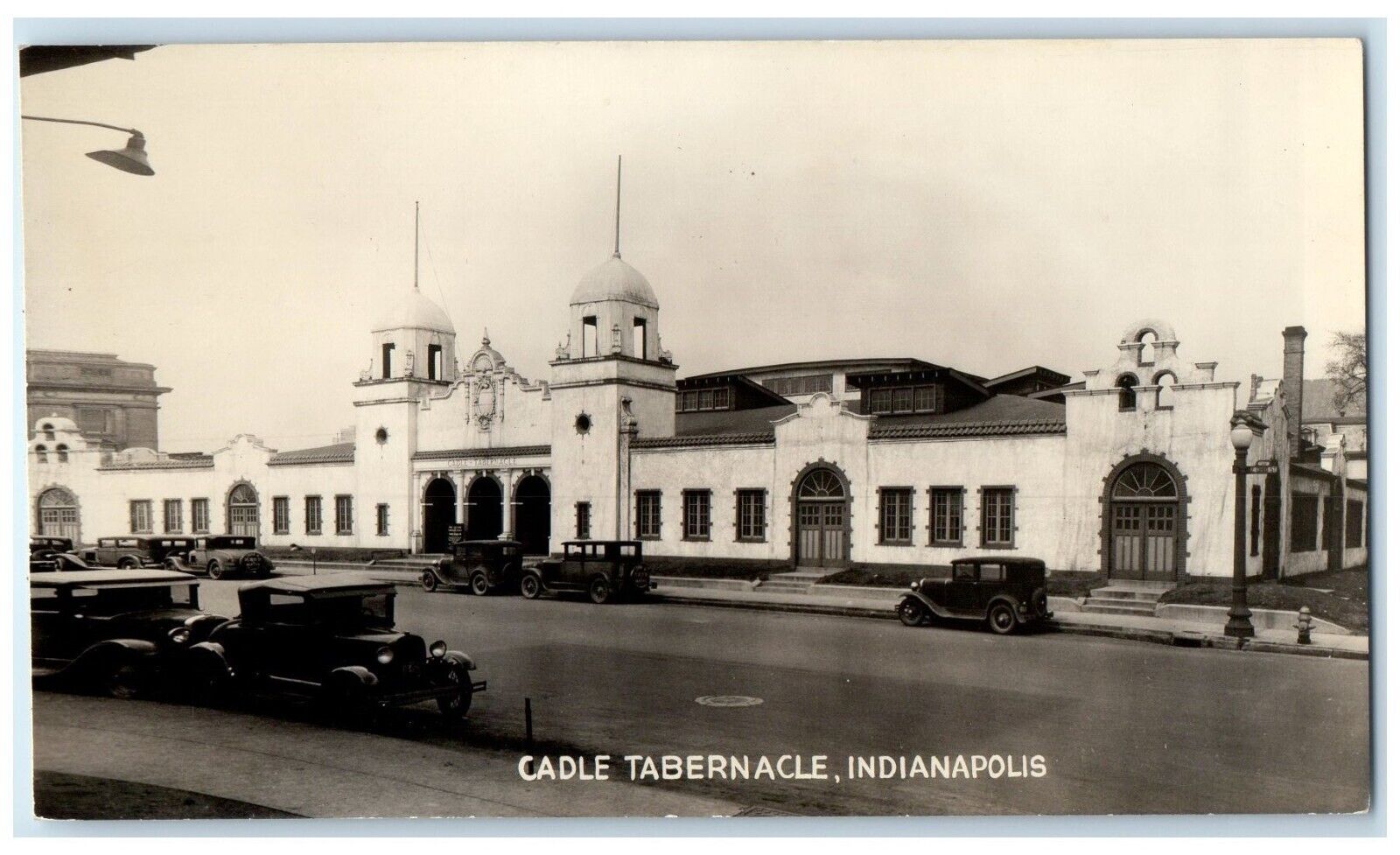 Indianapolis Indiana RPPC Photo Postcard Cadle Tabernacle Exterior Building 1940