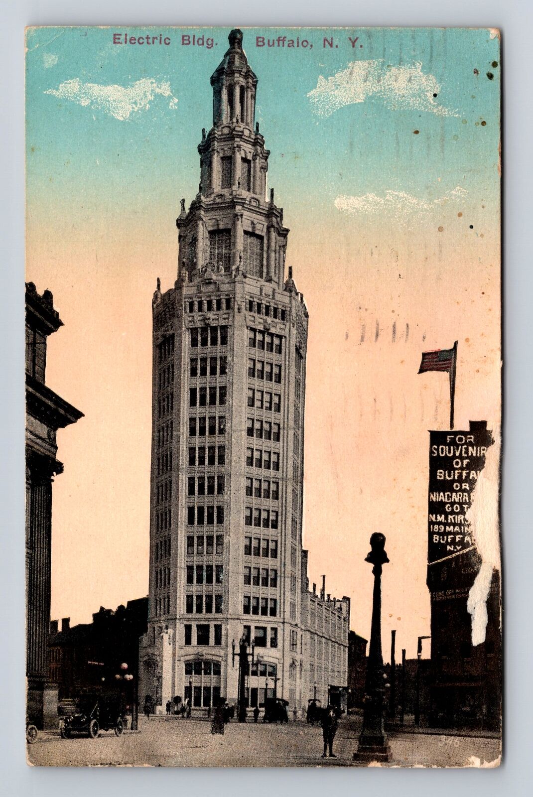 Buffalo NY-New York, Electric Building, Antique Vintage c1913 Souvenir Postcard