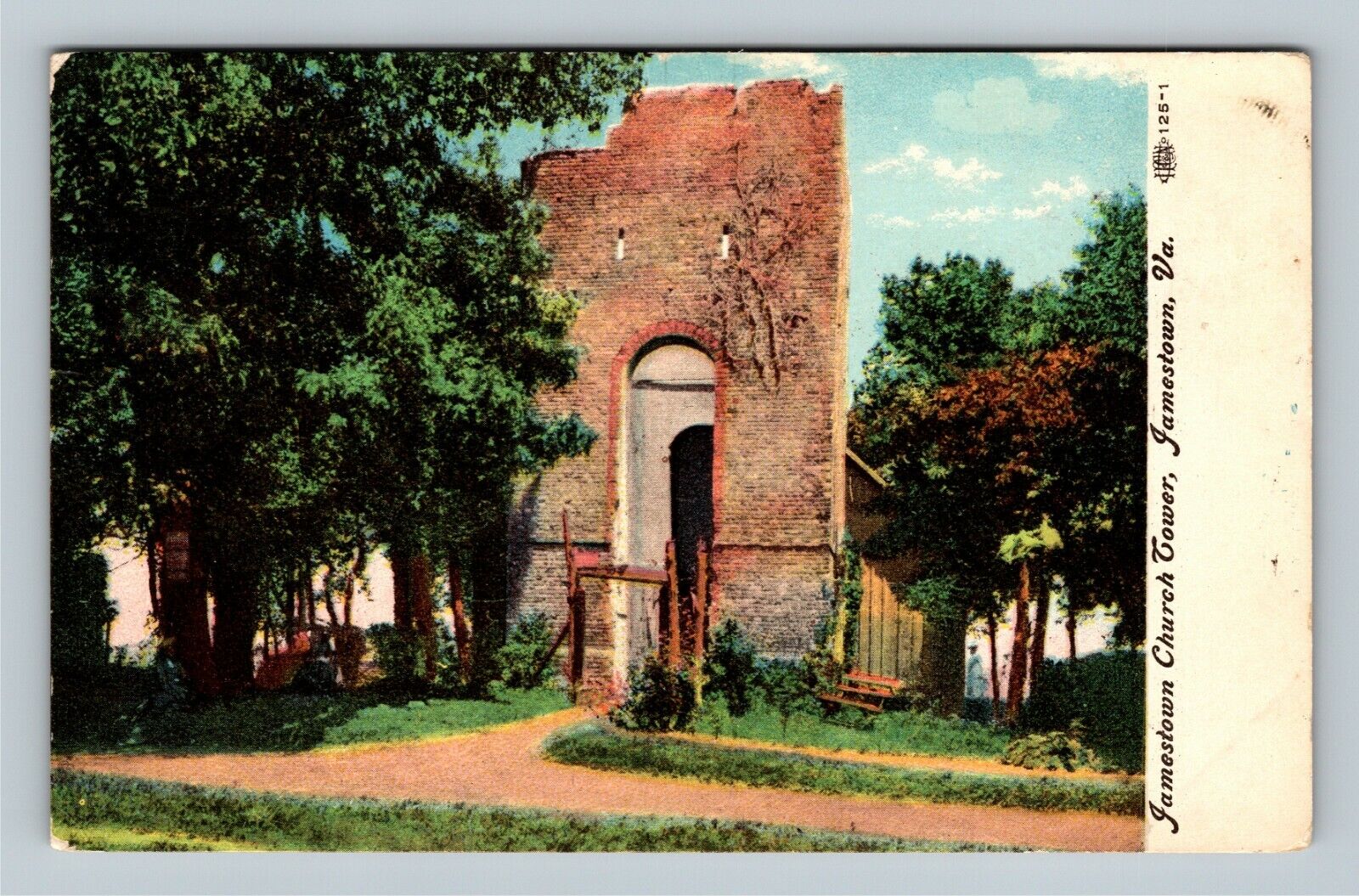 Jamestown VA, Historic Jamestown Church Tower, Virginia c1903 Vintage Postcard