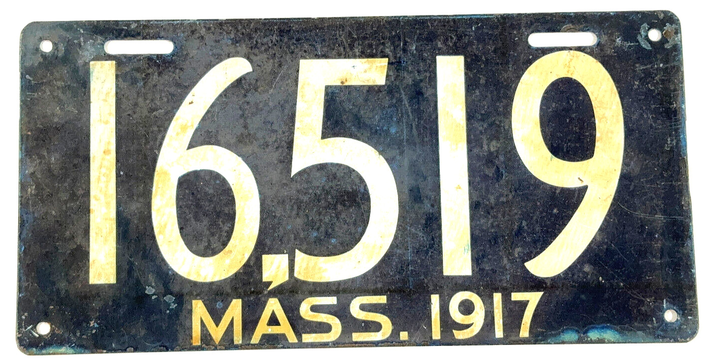 Antique 1917 Massachusetts License Tag 16519