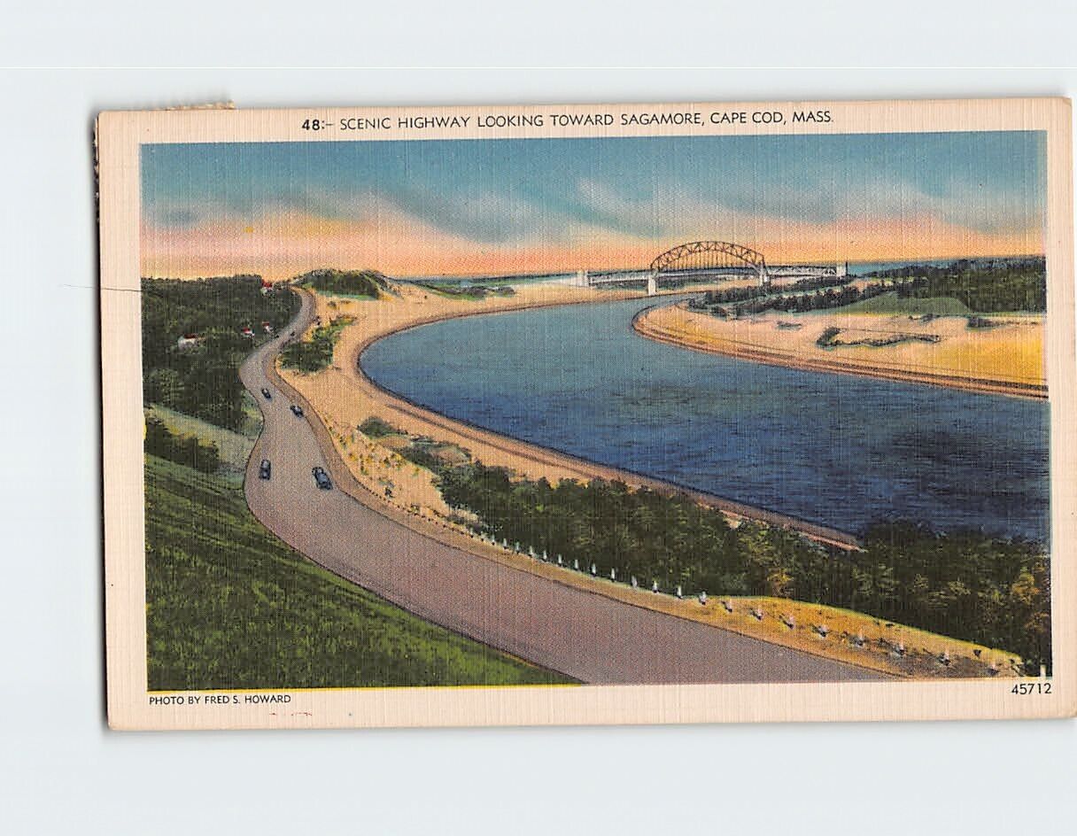 Postcard Scenic Highway Looking Toward Sagamore Cape Cod Massachusetts USA