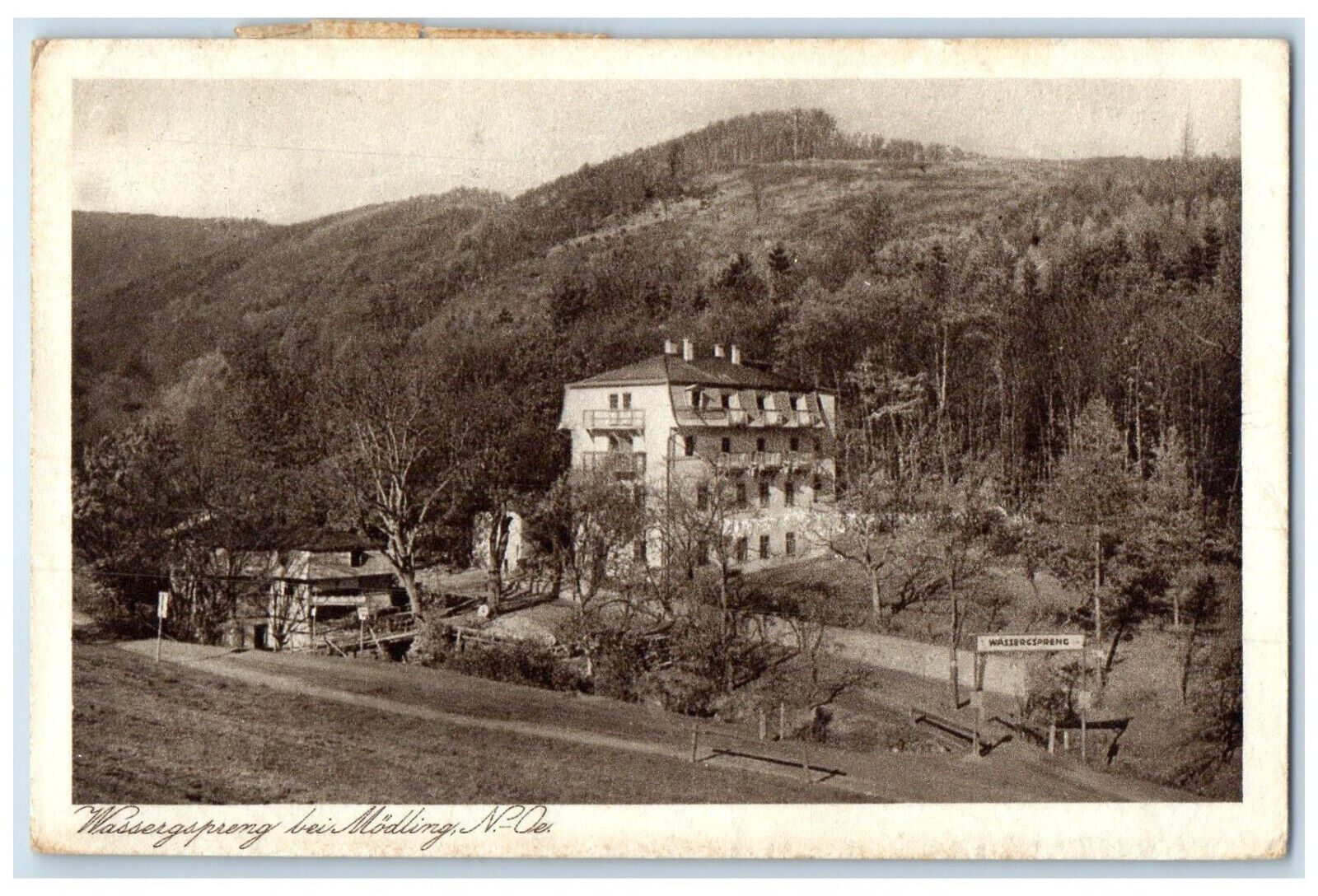 c1940's Hotel Cafe Restaurant WIMMER Wassergspreng Bei Modling Austria Postcard
