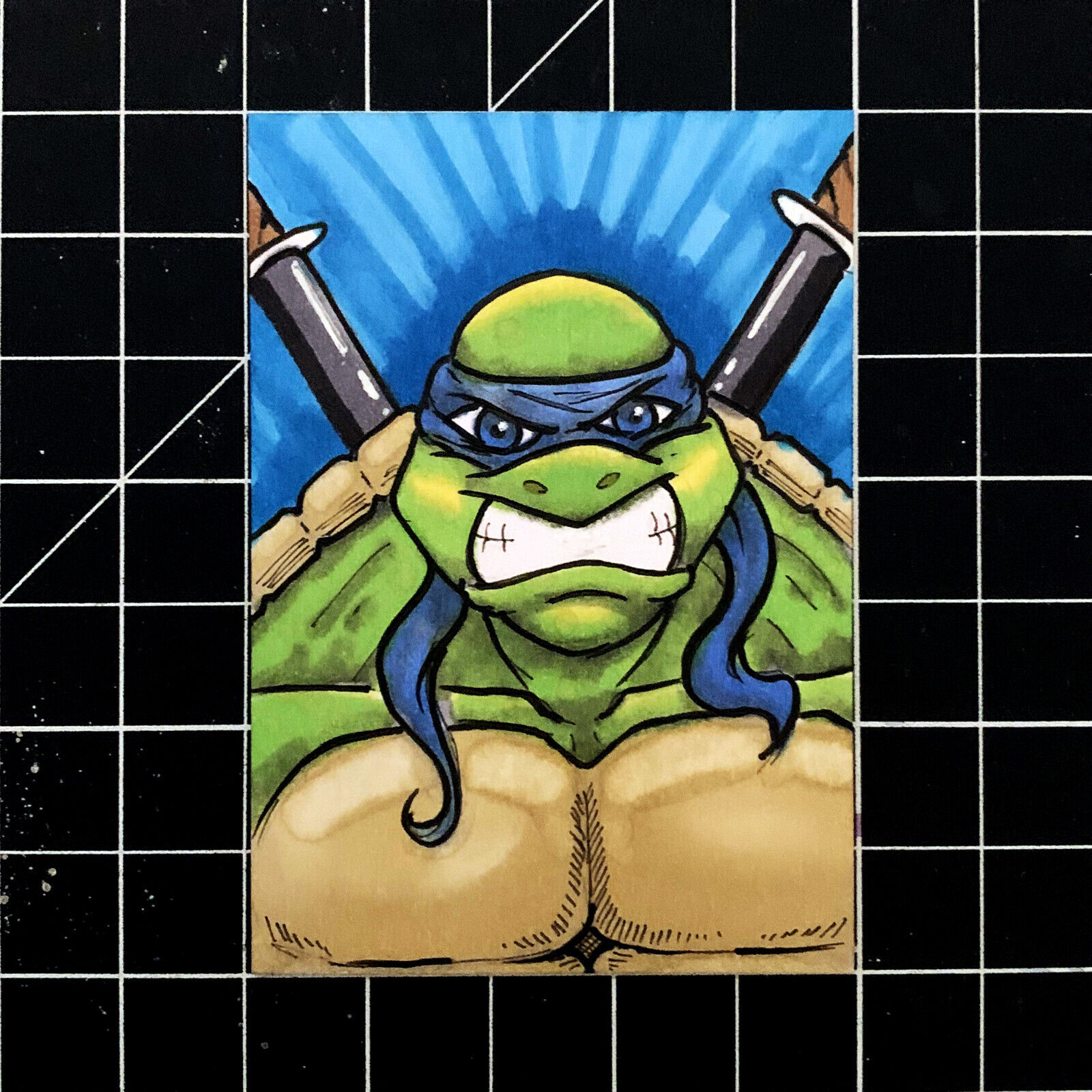 1 of 1 Extremely Rare Sketch Card of TMNT Leonardo by Dante H Guerra Very Hot