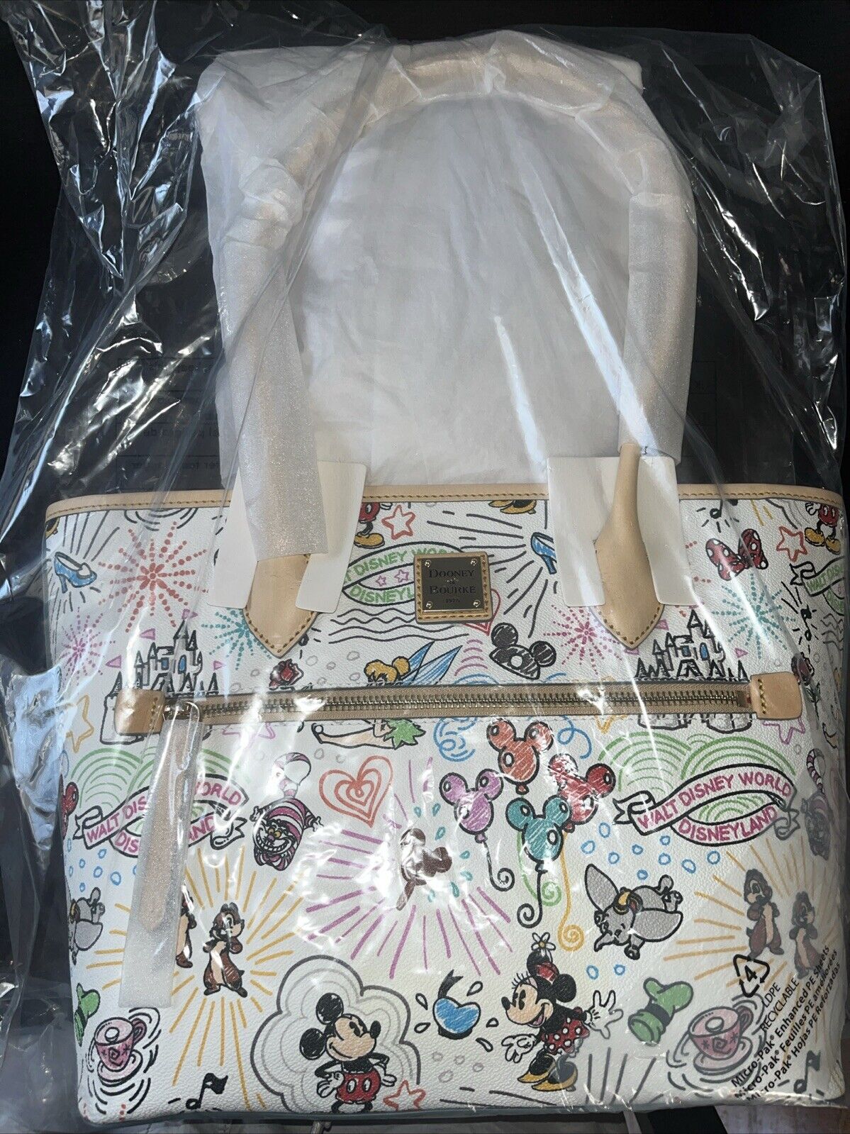 Disney Parks Sketch Mickey Minnie Dooney & Bourke Tote Bag New With Tags