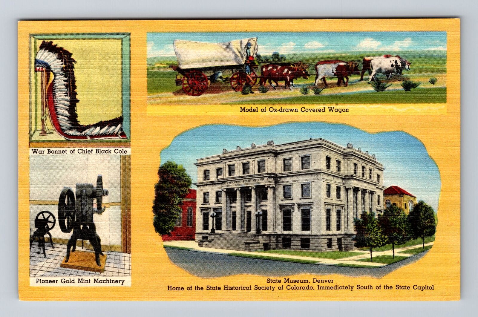 Denver CO-Colorado, State Museum, Antique, Vintage Postcard