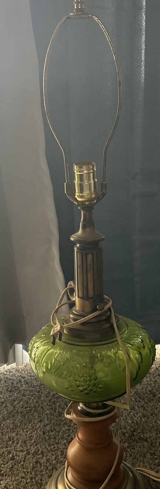 Vintage Lamp W/ Green Glass Middle