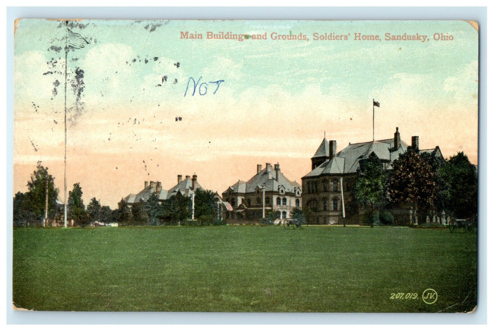 1909 Main Building and Grounds, Soldier's Home, Sandusky Ohio OH Postcard