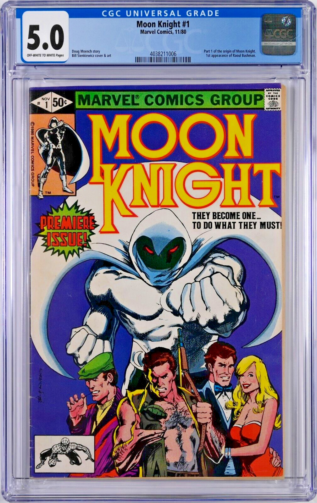 Moon Knight #1 CGC 5.0 (Nov 1980, Marvel) Doug Moench Story, 1st Bushman Khonshu