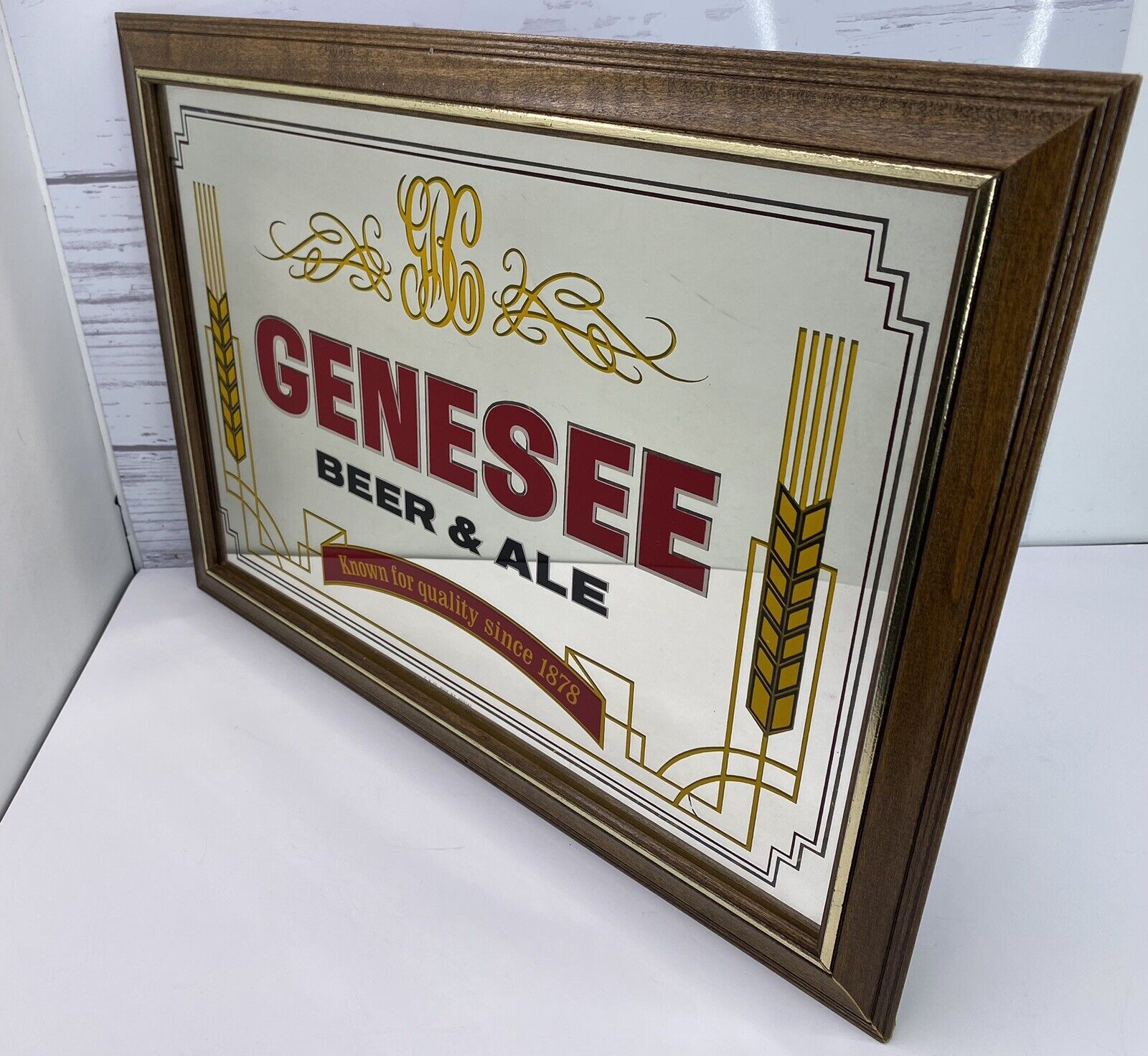 Vintage Genesee Beer & Ale Lighted Mirror Bar Sign Tested Working Man Cave Decor