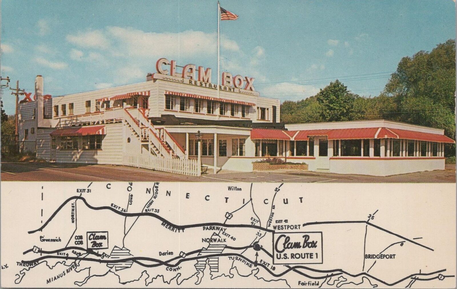 Postcard The Clam Box Westport CT 