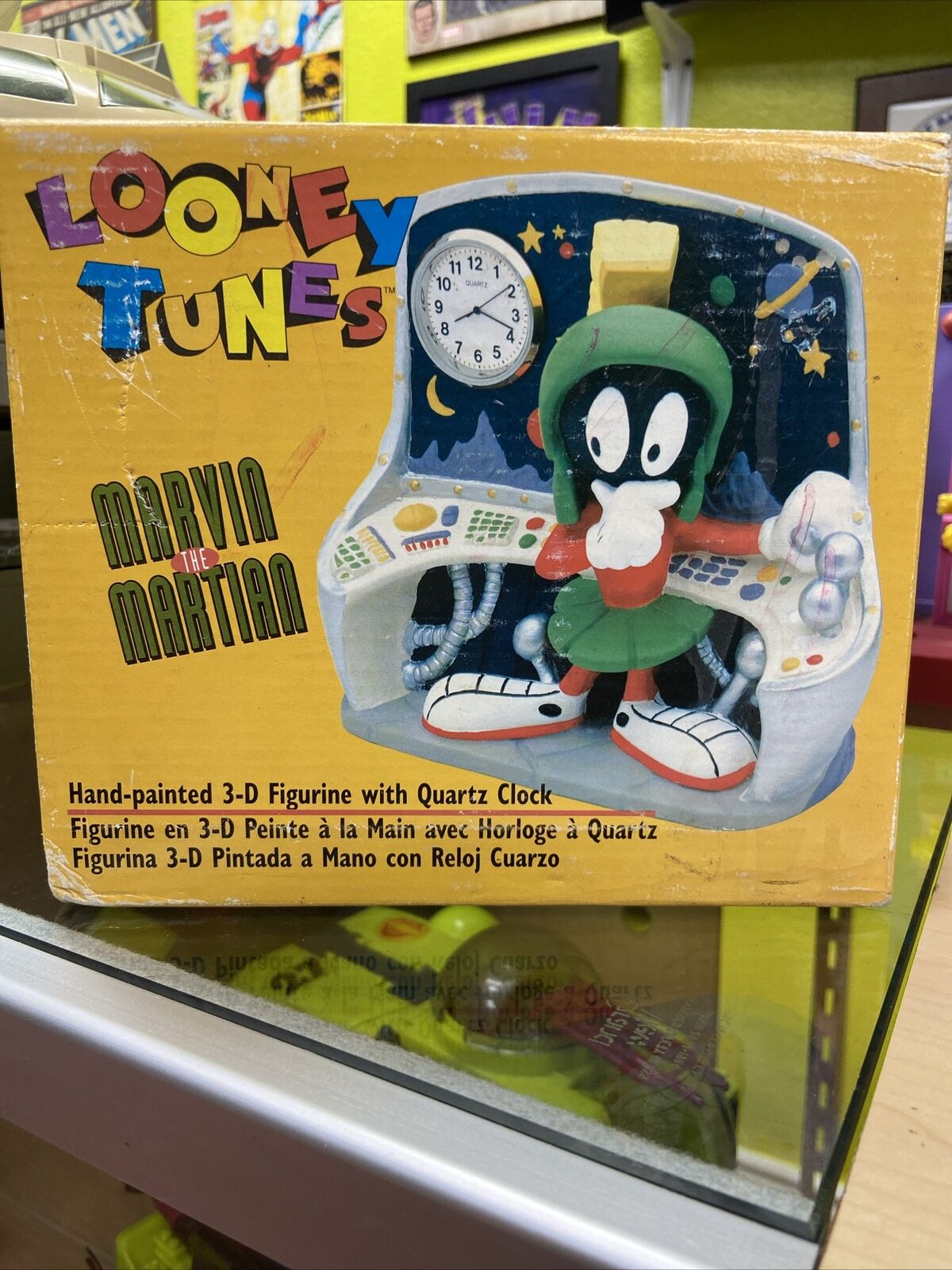 Vintage Marvin The Martian Clock Spaceship Space Jam Looney Tunes.  New.