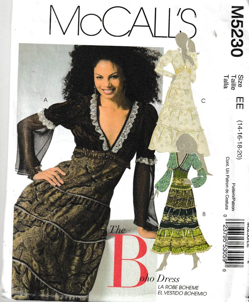 McCall\'s M5230 Misses Gorgeous BOHO Dress, Size 14-20, FF