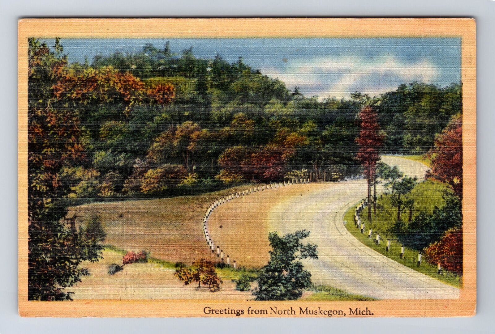 Muskegon MI-Michigan, General Greetings, Scenic Country Road, Vintage Postcard