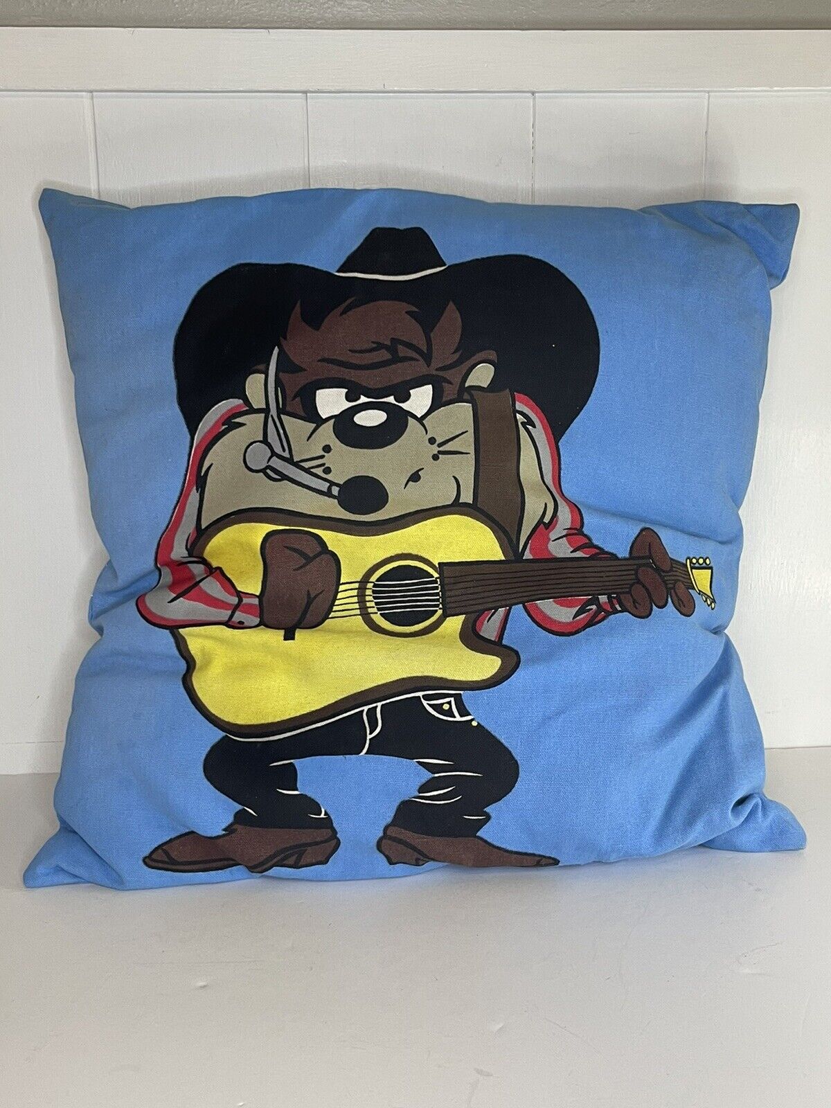 Vintage Looney Tunes Taz Merry Melodies Pillow 18 in