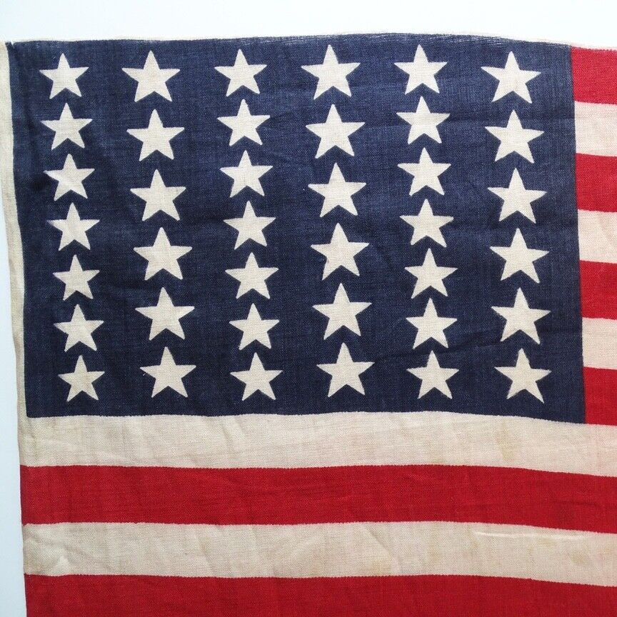 Antique 39 Star 1889 American Flag Elongated Stripes 767676 Pattern 23.5x12 #D