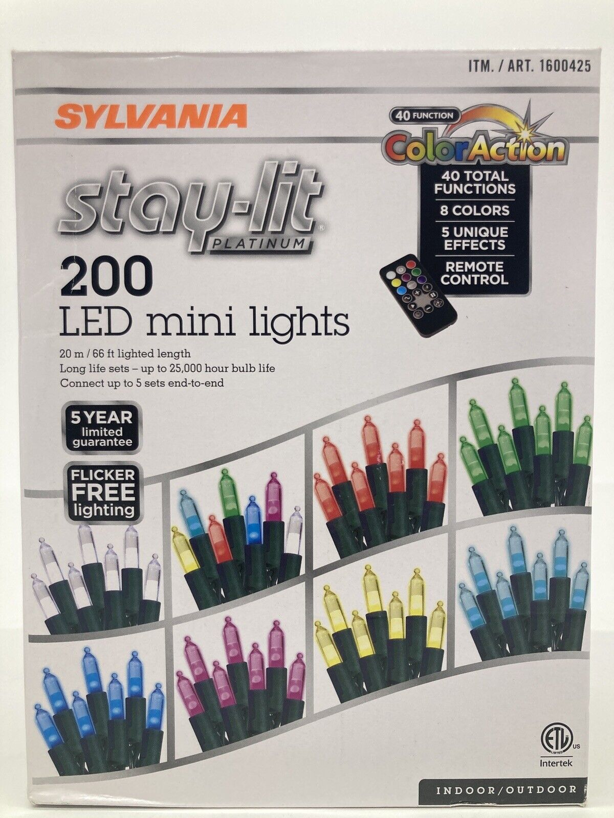Sylvania 200 LED Mini 8 Colors 40 Functions Christmas Light String With Remote