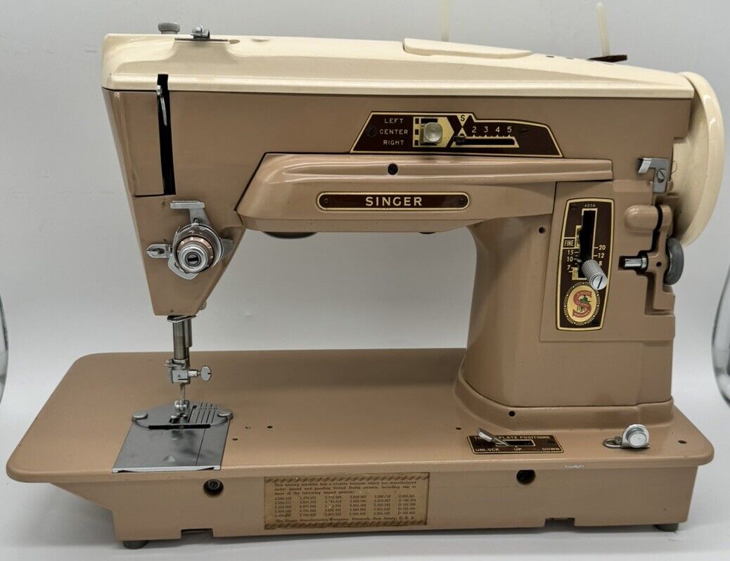 Vintage Singer 403a Sewing Machine W/ Foot Pedal And Power Cord Made In US Works