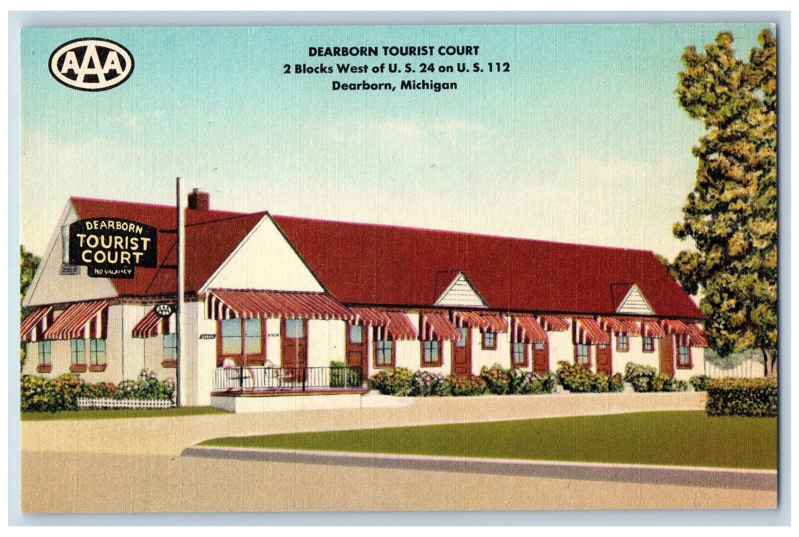 Dearborn Michigan MI Postcard Dearborn Tourist Court Exterior Roadside c1940s
