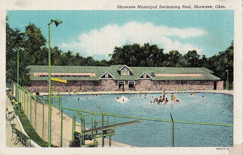 Postcard Shawnee Municipal Swimming Pool Shawnee OK 