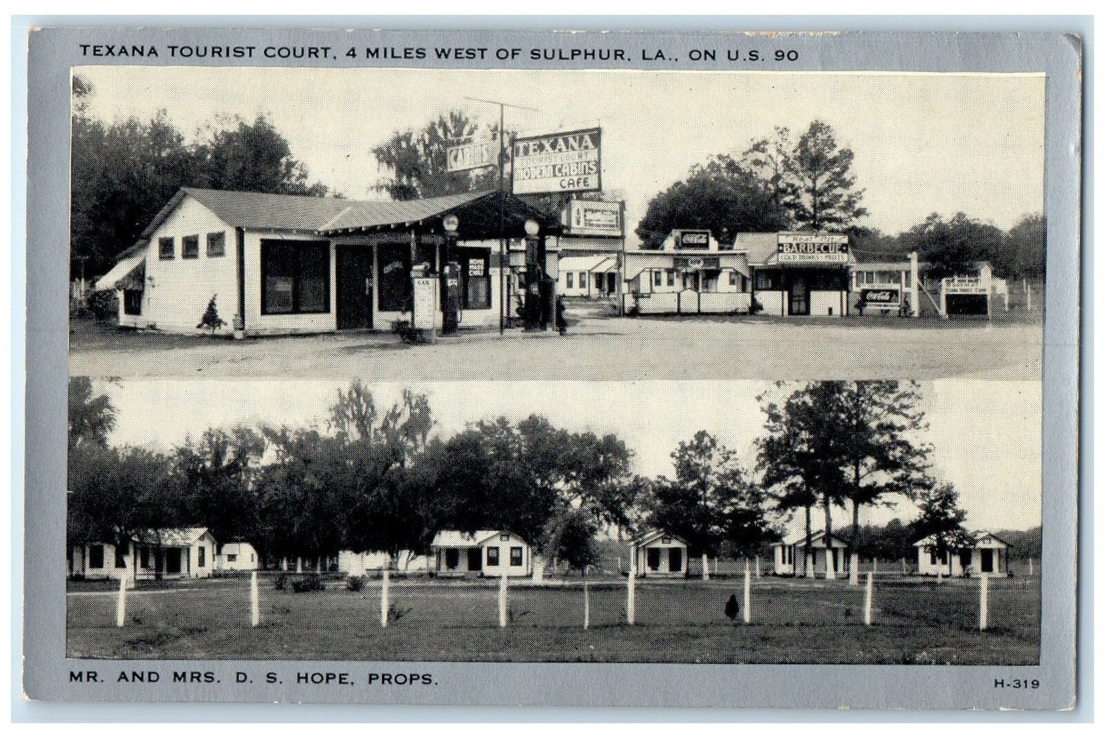 c1940's Texana Tourist Court Exterior Roadside Sulphur Louisiana LA Postcard