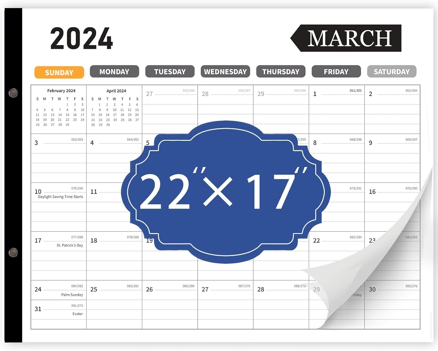Desk Calendar 2024 Large 22X17, 18 Months, January 2024 to June 2025, 