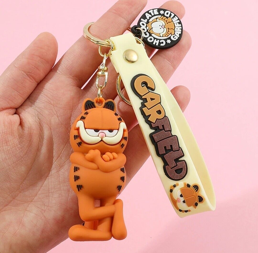 Garfield 3D Rubber Keyring Keychain Wristlet NEW