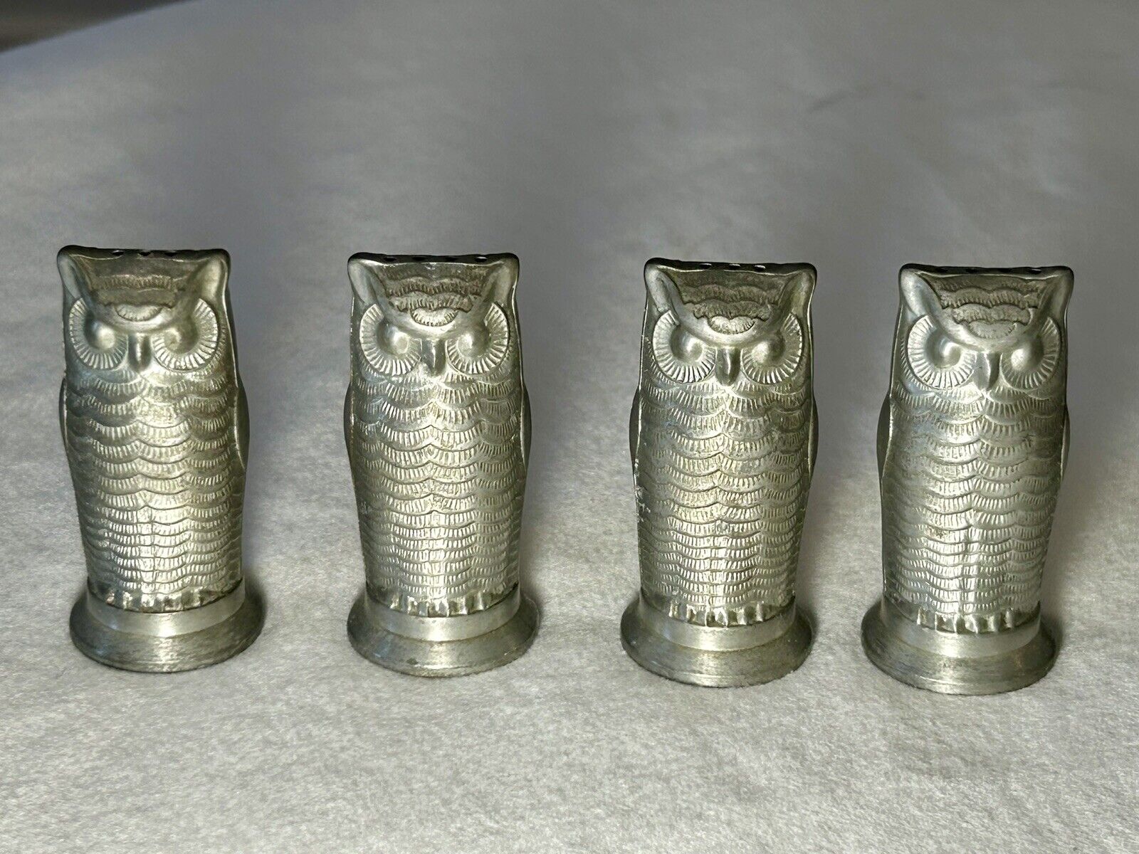 RARE GORHAM FIGURAL OWLS~4 OWL SALT&PEPPER SHAKERS~DAVID ANDERSEN DESIGN