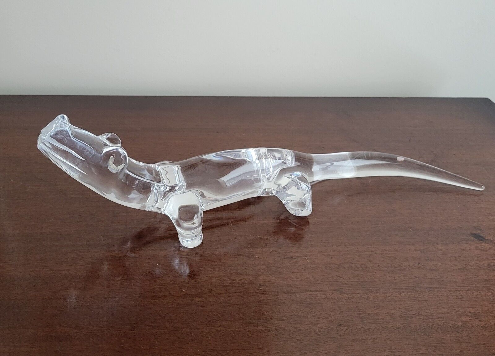 Exquisite DAUM France Signed Glass 16” Crystal ALLIGATOR CROCODILE Figure