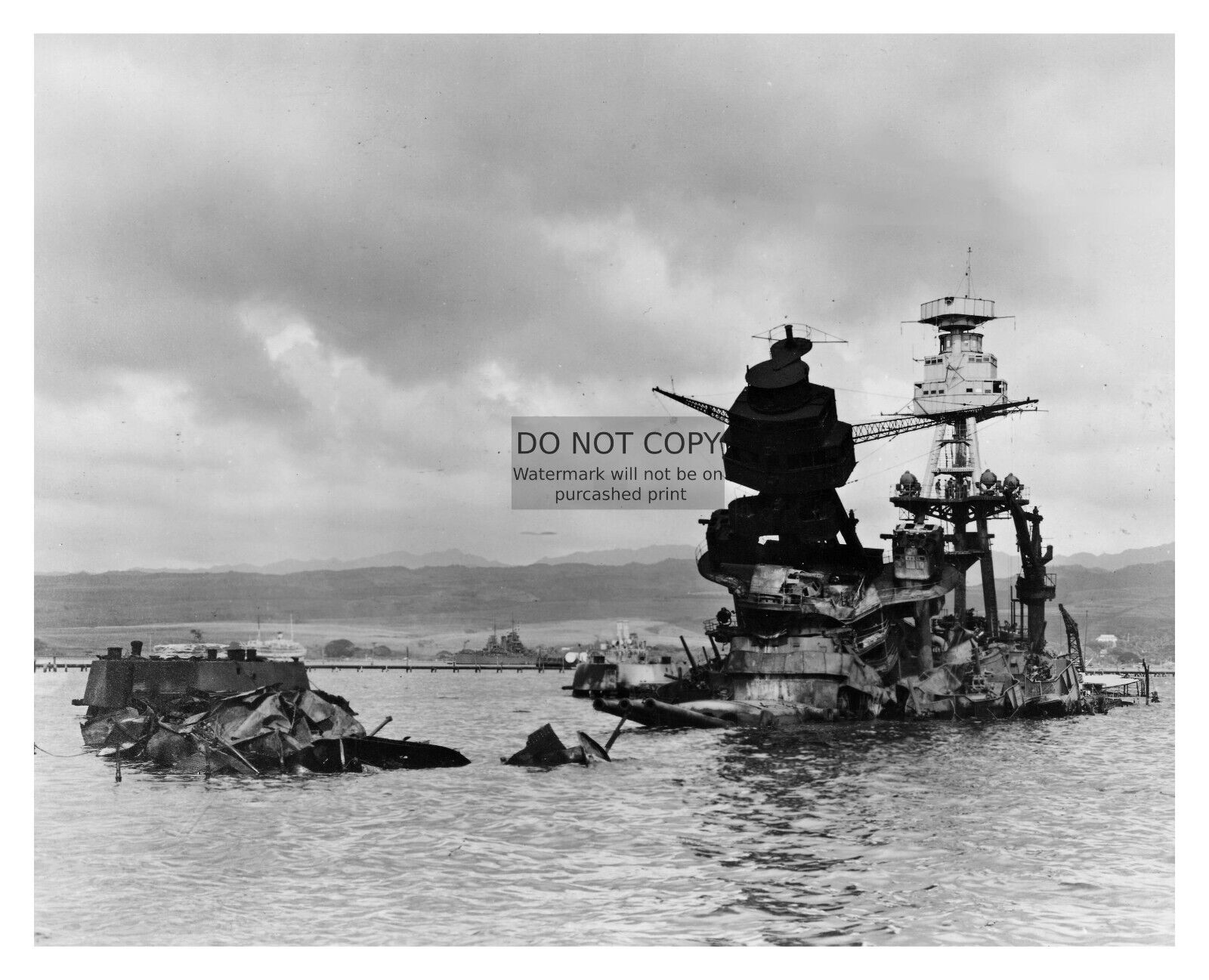 USS ARIZONA BATTLESHIP THREE DAYS AFTER PEARL HARBOR ATTACK WW2 8X10 PHOTO