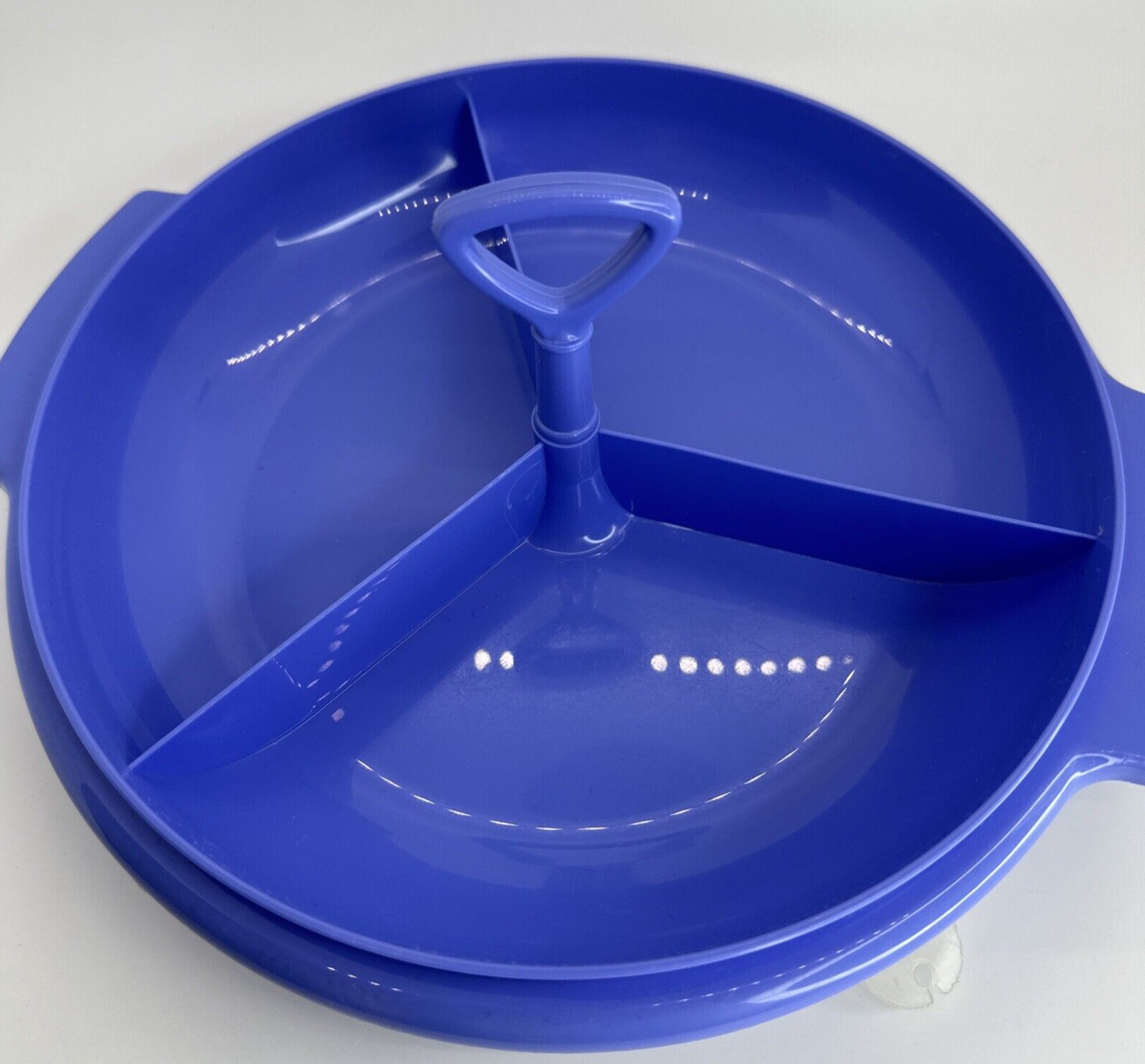 Tupperware Suzette Small Divided Party Server #608 Blue NOS PERFECT IN ORIG WRAP