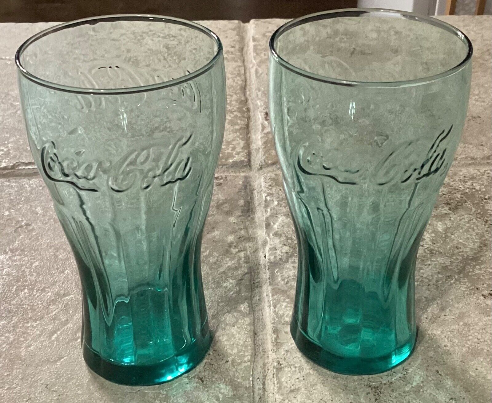2 ~ Vintage Teal Coca Cola Tumbler Glasses