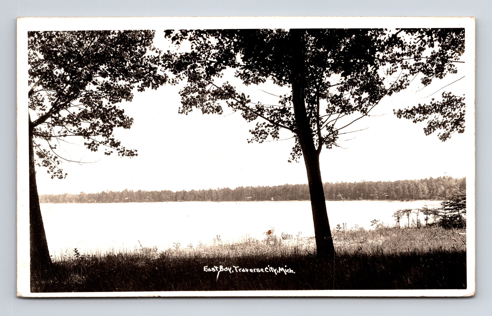c1951 RPPC Scenic View of East Bay Traverse City Michigan MI Postcard
