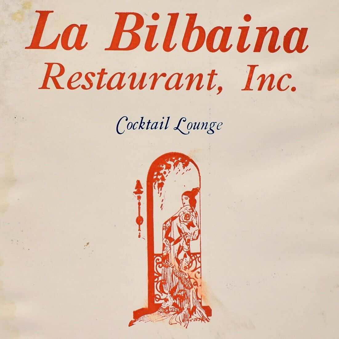 1950s La Bilbaina Cocktail Lounge Restaurant Menu New York City Manhattan NYC