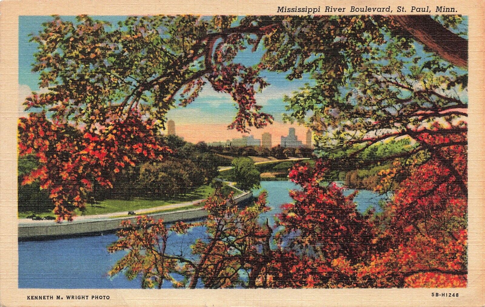 Vintage Postcard Minnesota, View of Mississippi River, St. Paul MN 764