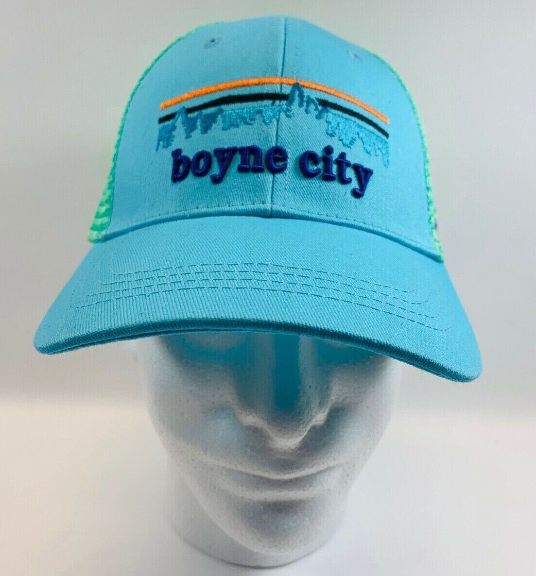 VINTAGE BOYNE CITY  MICHIGAN  snapback hat Baby Blue 