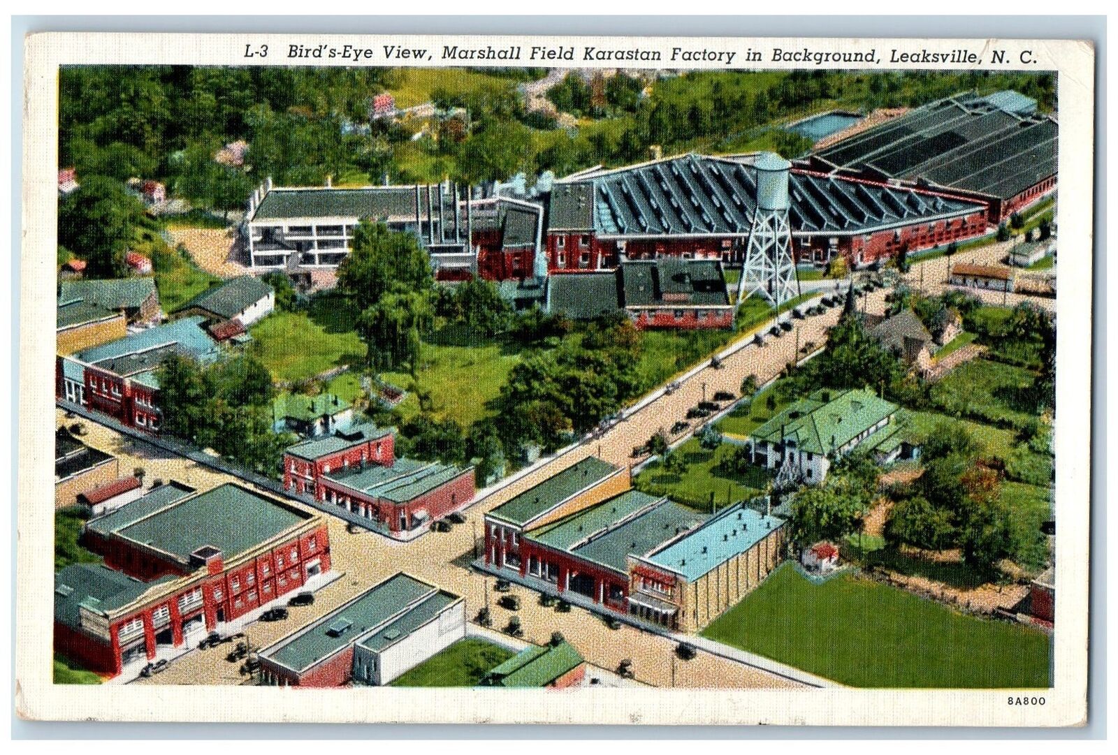 Leakesville North Carolina Postcard View Marshall Field Karastan Factory c1940's