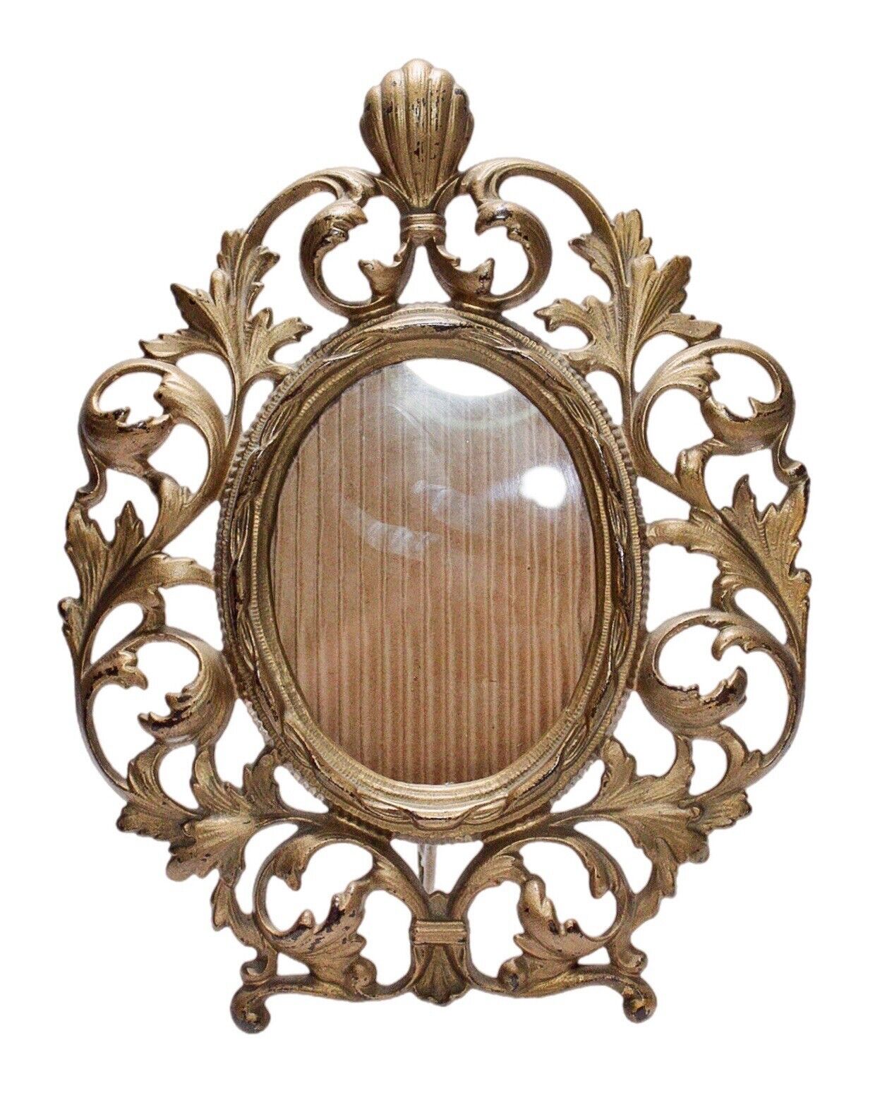 Old Rococo Style Bronze Decorative Ornate Oval Picture Frame