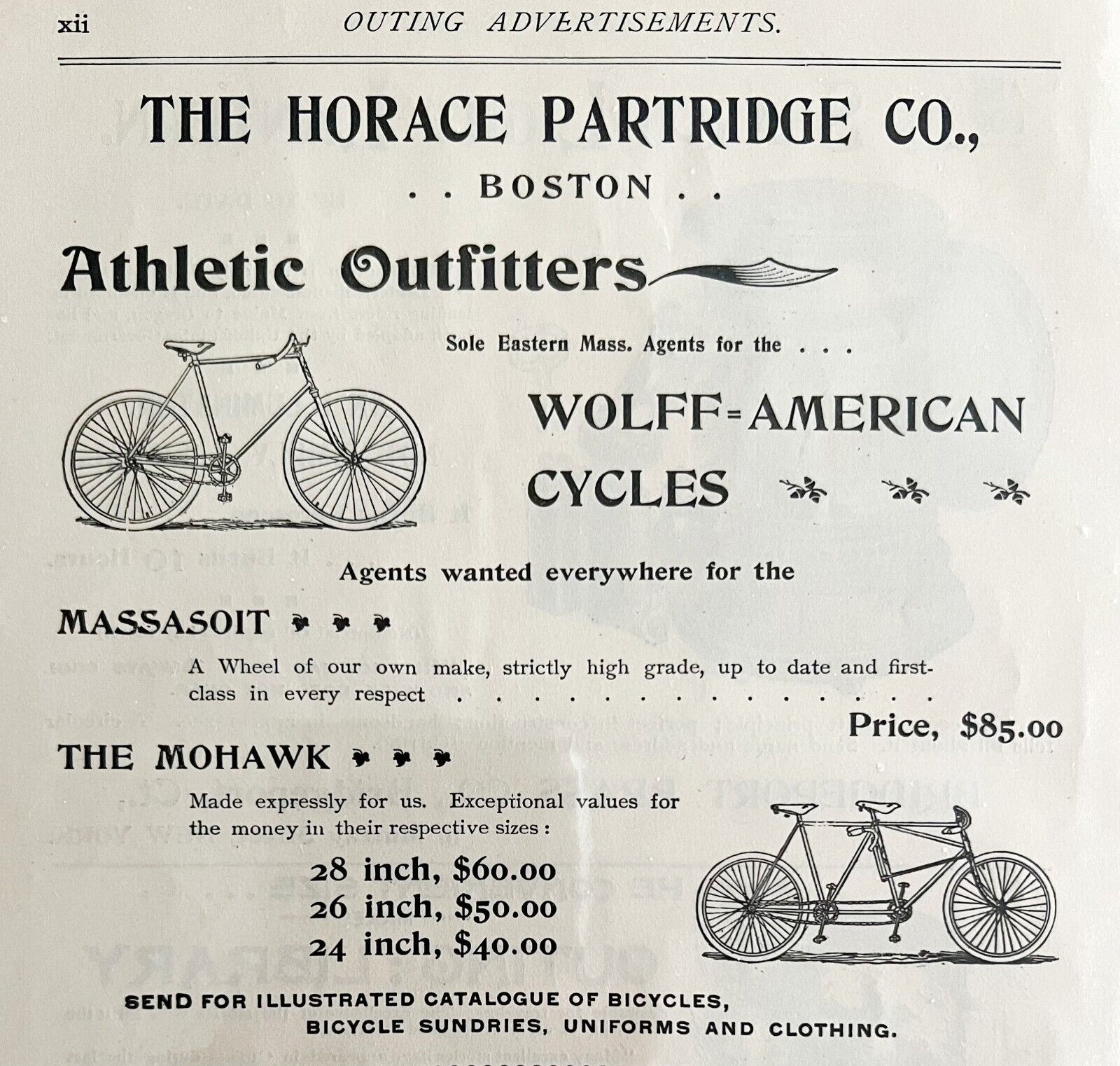 Horace Partridge Co Bicycle Advertisement 1887 Victorian Bike Art LGBinAd