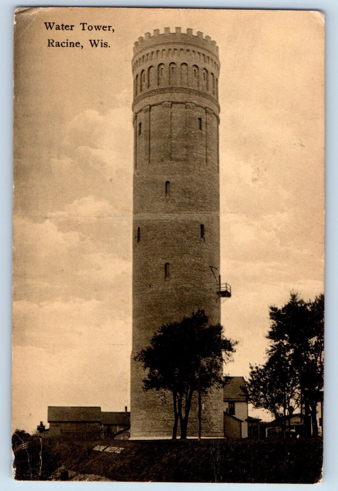 Racine Wisconsin WI Postcard Water Tower Exterior Building c1907 Vintage Antique