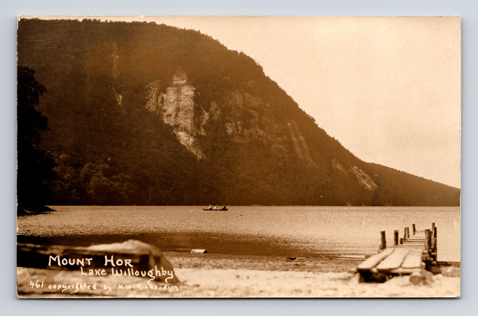 RPPC Scenic View of Canoe at Mount Hor Lake Willoughby Vermont VT Postcard