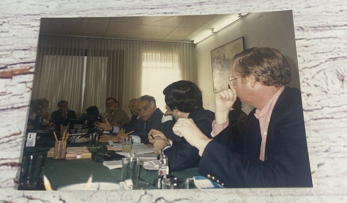 Yitzhak Shamir Israeli Prime Minister 1988 Photo Meeting With Intl Press 3.5”x5”