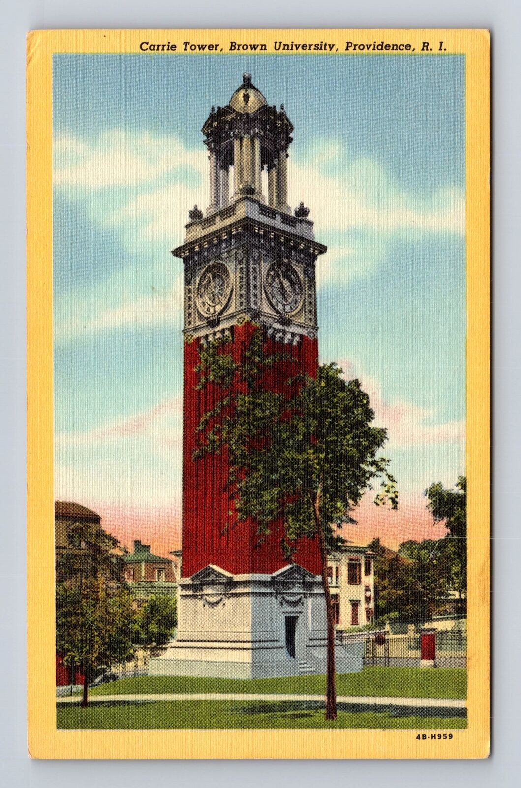 Providence RI-Rhode Island, Carrie Tower, Brown University, Vintage Postcard