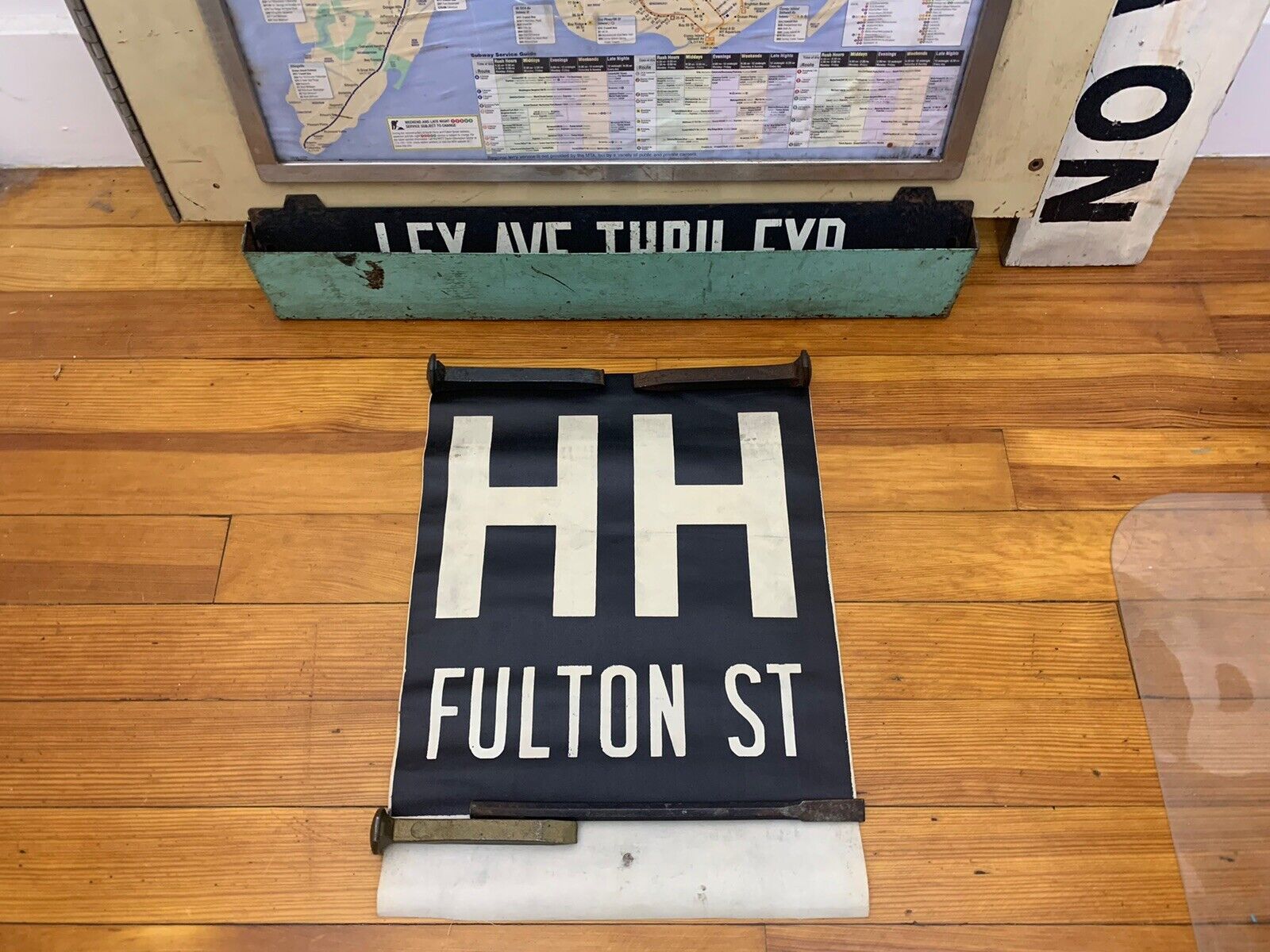 NY NYC SUBWAY ROLL SIGN BROOKLYN HH FULTON STREET MANHATTAN EAST RIVER ROCKAWAY