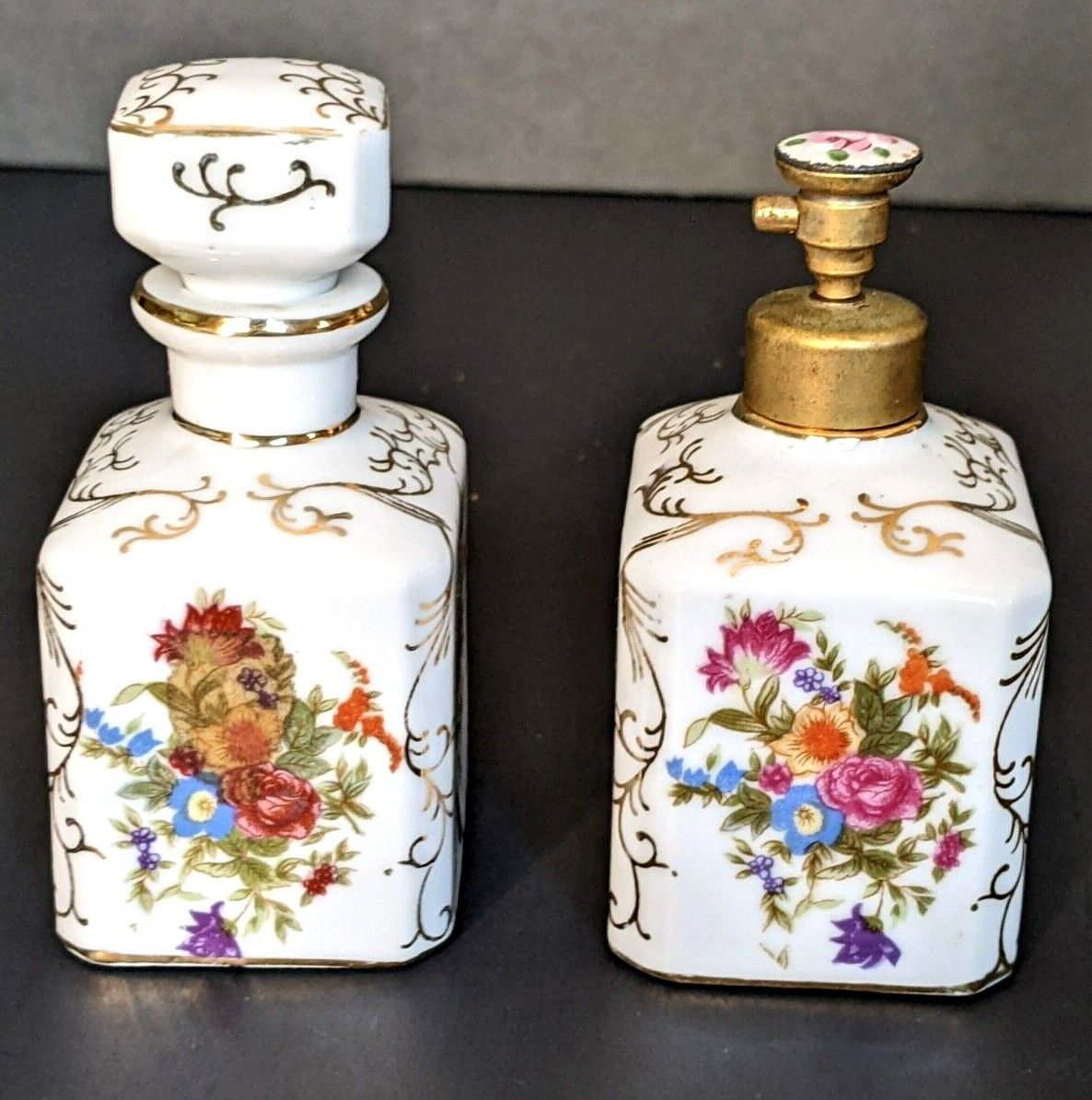Irving W Rice Irice  Porcelain Perfume & Spray Bottles Hand Painted Japan 3.5x2\