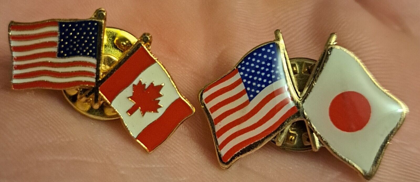 USA Canada USA Japan Flag Pins Enamel Lapel Patriotic