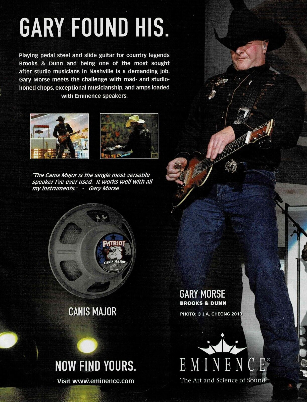 Eminence Speakers - Gary Morse of Brooks and Dunn - 2010 Print Ad