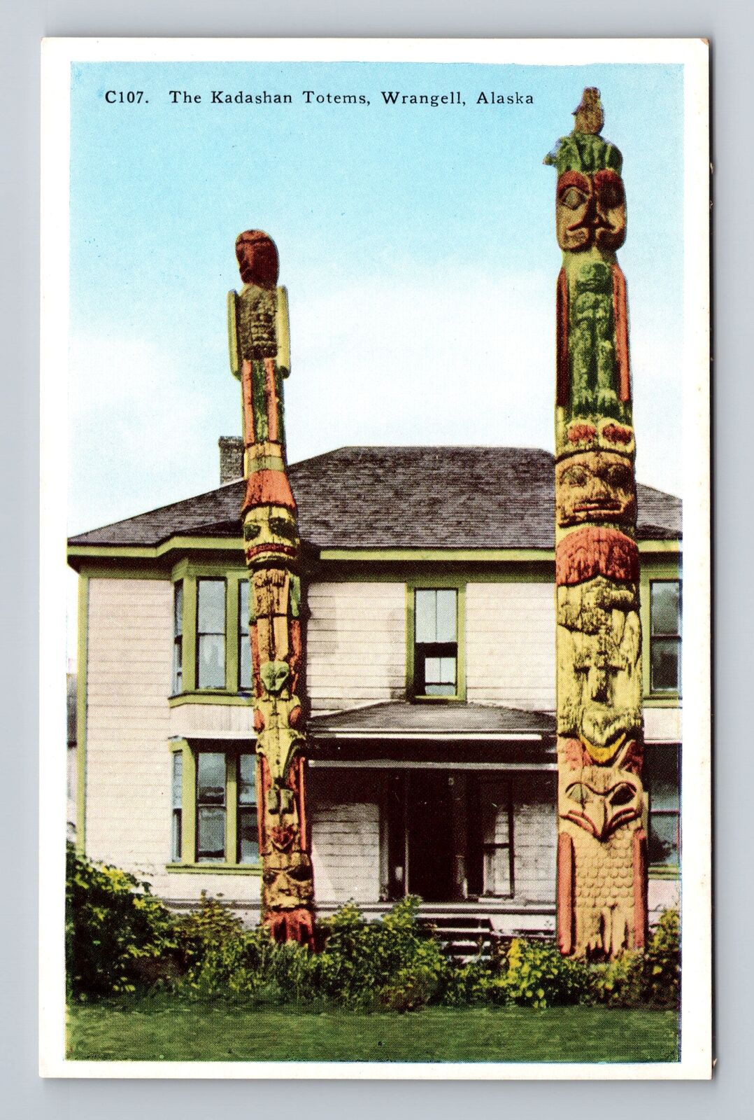 Wrangell AK-Alaska, The Kadashan Totems, Antique, Souvenir, Vintage Postcard