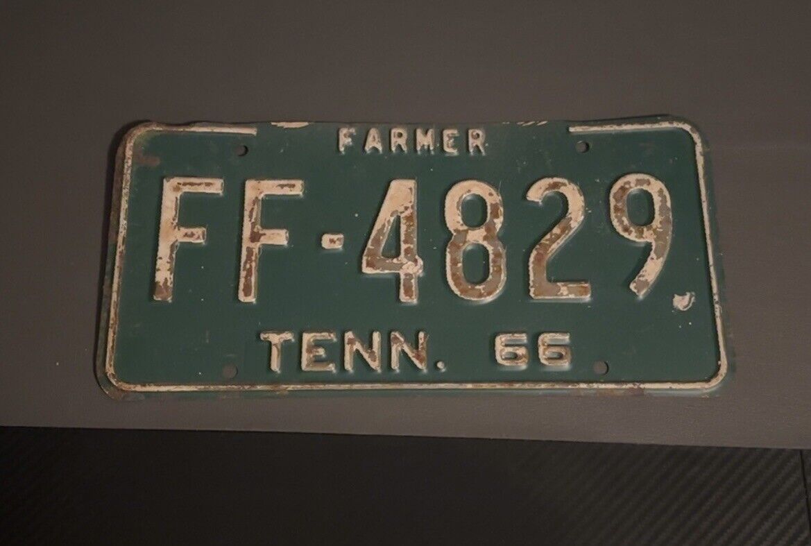 Vintage 1966 Tennessee Farmer License Plate 11224