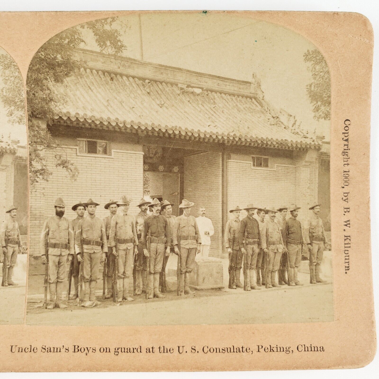 US Soldiers Guard Beijing Embassy Stereoview c1900 Boxer Rebellion China B2149