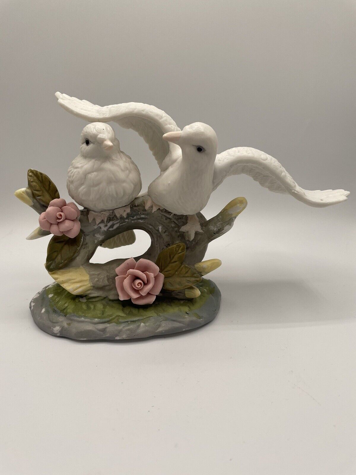 Wellington Accents White Love Doves Perched on Branch 8x6x3.5”